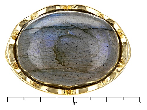 Moda Al Massimo® 18k Yellow Gold Over Bronze Oval Labradorite Signet Ring - Size 8