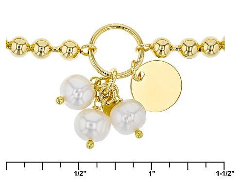 Moda Al Massimo® 8mm White Cultured Freshwater Pearl 18k Yellow Gold Over Bronze Stretch Bracelet