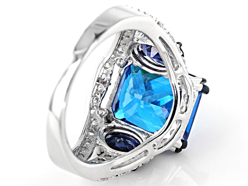 Bella Luce® Esotica™13.20ctw Neon Apatite,Tanzanite and Diamond Simulants Rhodium Over Silver Ring - Size 6