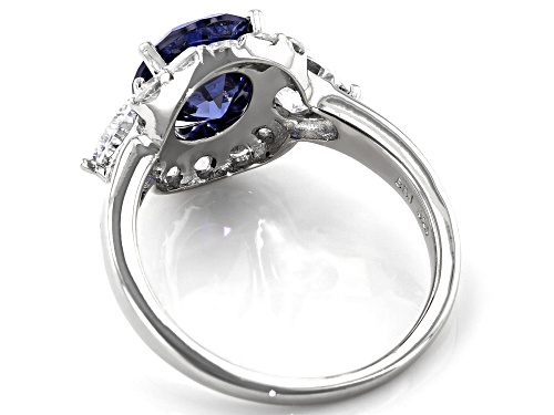 Bella Luce ® 7.05ctw Esotica ™ Tanzanite And White Diamond Simulants Rhodium Over Sterling Ring - Size 10