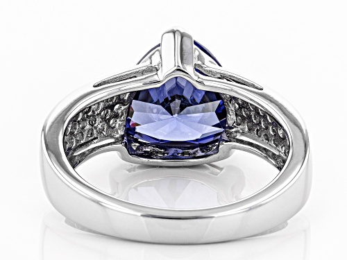 Bella Luce® Esotica™ 6.40ctw Tanzanite and White Diamond Simulant Rhodium Over Sterling Ring - Size 8