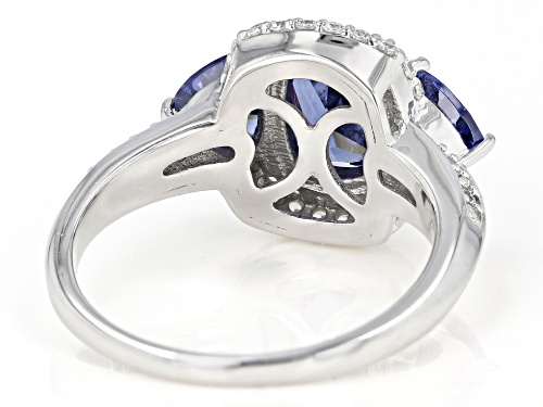 Bella Luce ® 4.65ctw Esotica™ Tanzanite And White Diamond Simulants Rhodium Over Sterling Ring - Size 10