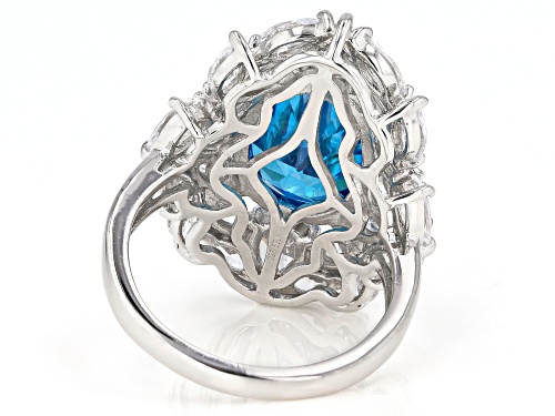 Bella Luce ® Esotica™ 16.12ctw Neon Apatite and White Diamond Simulants Rhodium Over Sterling Ring - Size 7