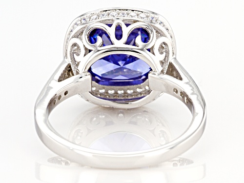 Bella Luce ® Esotica ™ 8.33ctw Tanzanite and White Diamond Simulants Rhodium Over Silver Ring - Size 8