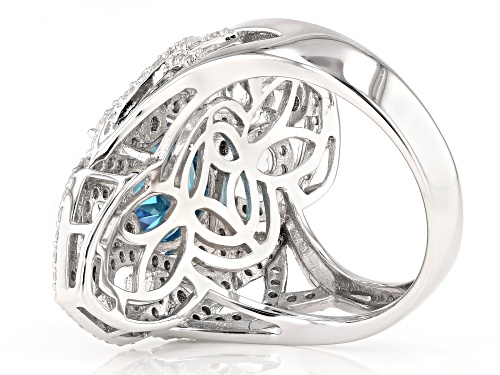 Bella Luce ® Esotica™ 5.09ctw Neon Apatite And White Diamond Simulants Rhodium Over Silver Ring - Size 10