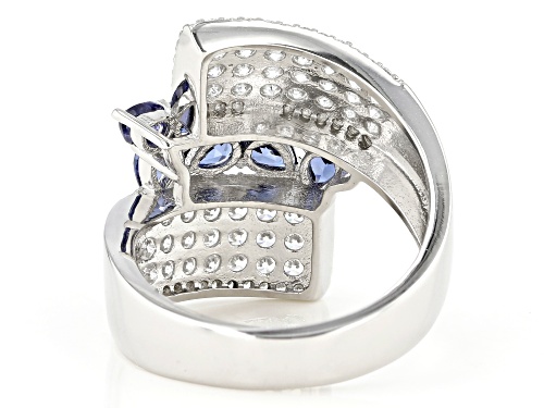 Bella Luce ® Esotica™ 3.96ctw Tanzanite and White Diamond Simulants Rhodium Over Silver Ring - Size 7