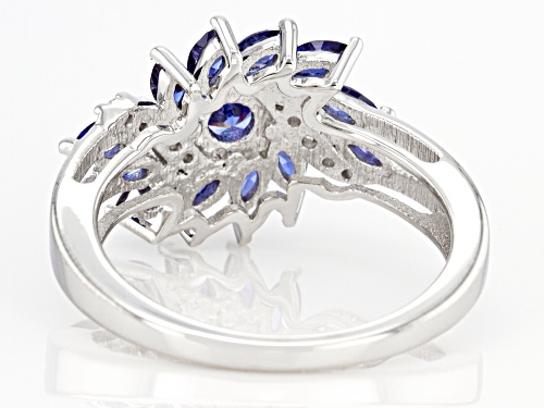 Bella Luce ® Esotica™ 1.73ctw Tanzanite And White Diamond Simulants Rhodium Over Silver Ring - Size 10