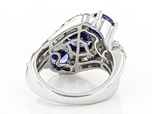 Bella Luce ® Esotica™ 7.15ctw Tanzanite And White Diamond Simulants Rhodium Over Silver Ring - Size 5