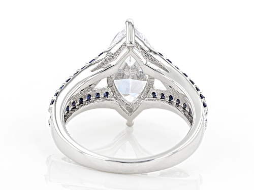 Bella Luce ® Esotica™ 5.27ctw Tanzanite And White Diamond Simulants Rhodium Over Silver Ring - Size 8