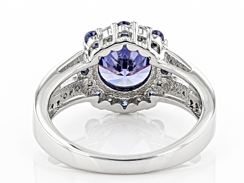 Bella Luce ® Esotica™ 3.96ctw Tanzanite And White Diamond Simulants Rhodium Over Silver Ring - Size 10