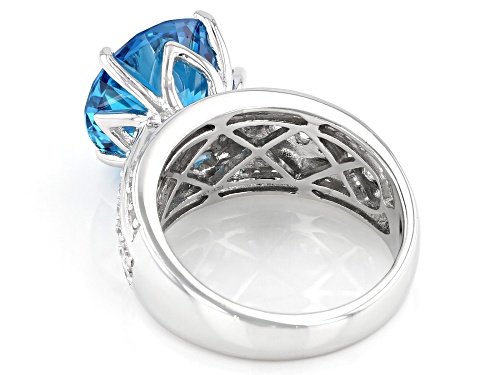 Bella Luce ® Esotica™ 13.15ctw Neon Apatite And White Diamond Simulants Rhodium Over Silver Ring - Size 8