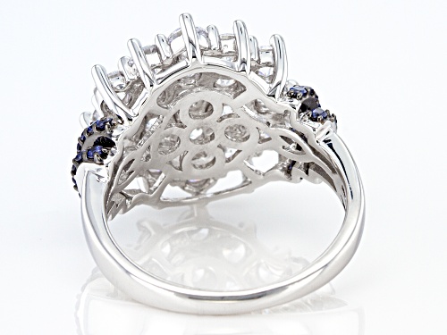 Bella Luce ® Esotica™ 4.90ctw Tanzanite And White Diamond Simulants Rhodium Over Silver Ring - Size 7