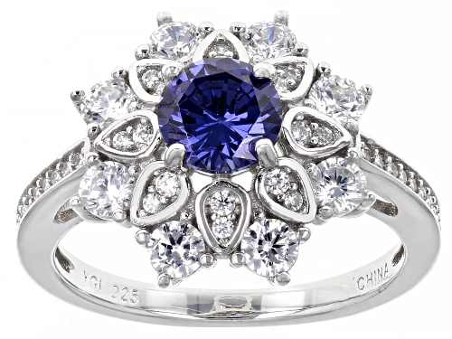 Bella Luce ® Esotica™ 5.84ctw Tanzanite And White Diamond Simulants Rhodium Over Silver Jewelry Set