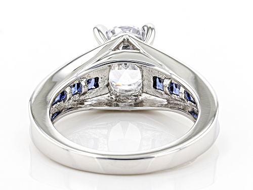 Bella Luce ® Esotica™ 3.95ctw Tanzanite And White Diamond Simulants Rhodium Over Silver Ring - Size 8
