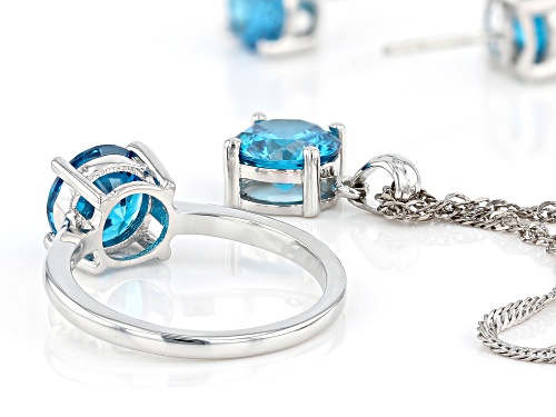Bella Luce ® Esotica™ 10.35ctw Neon Apatite Simulant Rhodium Over Sterling Silver Jewelry Set