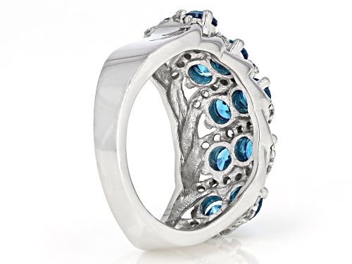 Bella Luce ® Esotica™Neon Apatite And White Diamond Simulants Rhodium Over Sterling Silver Ring - Size 6