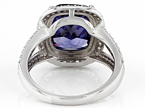 Bella Luce ® Esotica™ 10.67ctw Tanzanite And White Diamond Simulants Rhodium Over Silver Ring - Size 5