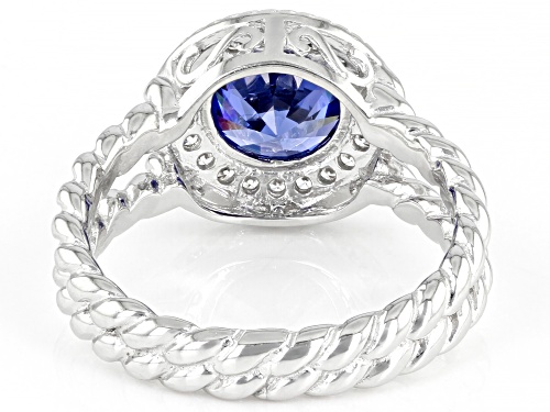 Bella Luce ® Esotica™ 3.18ctw Tanzanite And White Diamond Simulants Platinum Over Silver Ring - Size 7
