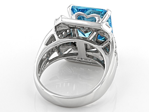 Bella Luce ® 14.24ctw Esotica™ Neon Apatite And White Diamond Simulants Rhodium Over Silver Ring - Size 8