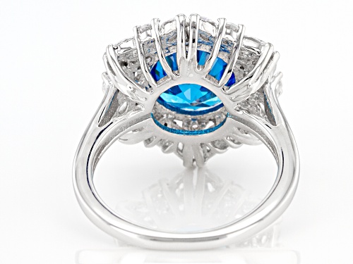 Bella Luce ® 7.34ctw Esotica™ Neon Apatite And White Diamond Simulants Rhodium Over Silver Ring - Size 7