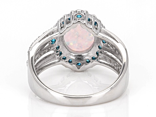 Bella Luce ® 2.03ctw Esotica™ Lab Created Opal And Neon Apatite Simulant Rhodium Over Silver Ring - Size 7