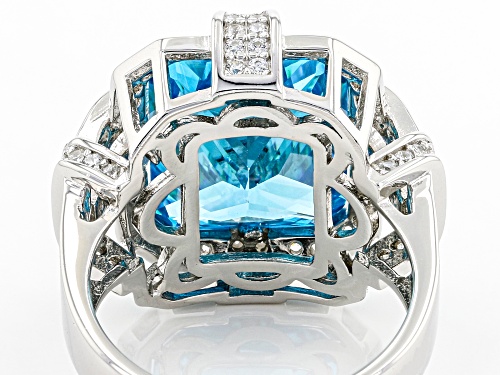 Bella Luce ® Esotica™ 11.31ctw Neon Apatite And White Diamond Simulants Rhodium Over Silver Ring - Size 8