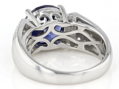Bella Luce ® Esotica ™ 4.28ctw Tanzanite & White Diamond Simulants Rhodium Over Silver Ring - Size 11