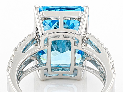 Bella Luce® Esotica™ 10.64ctw Neon Apatite And White Diamond Simulants Rhodium Over Silver Ring - Size 8