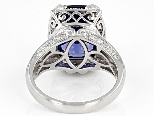 Bella Luce ® Esotica™  10.37ctw Tanzanite And White Diamond Simulants Rhodium Over Silver Ring - Size 5