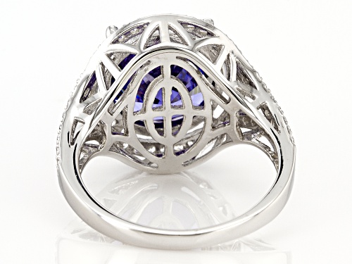 Bella Luce® 9.45ctw Esotica® Tanzanite and White Diamond Simulants Rhodium Over Silver Ring - Size 5