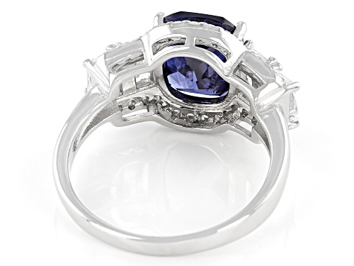 Bella Luce® Esotica™ 6.98ctw Tanzanite And White Diamond Simulants Platinum Over Silver Ring - Size 7