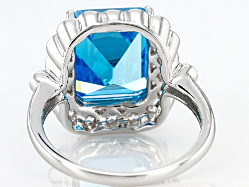 Bella Luce® Esotica® 11.17ctw Neon Apatite and White Diamond Simulants Rhodium Over Silver Ring - Size 5