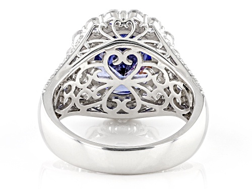 Bella Luce® Esotica™ 8.92ctw Tanzanite And White Diamond Simulants Platinum Over Silver Ring - Size 8