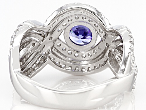 Bella Luce® Esotica™ 2.69ctw Tanzanite And White Diamond Simulants Rhodium Over Silver Ring - Size 5