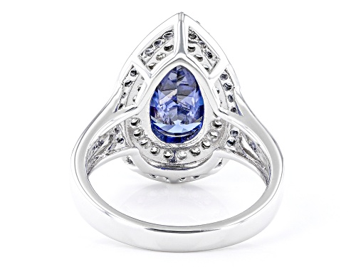 Bella Luce® 4.61ctw Esotica™ Tanzanite and White Diamond Simulants Rhodium Over Silver Ring - Size 7