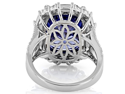 Bella Luce® Esotica™ 19.40ctw Tanzanite And White Diamond Simulants Rhodium Over Silver Ring - Size 5