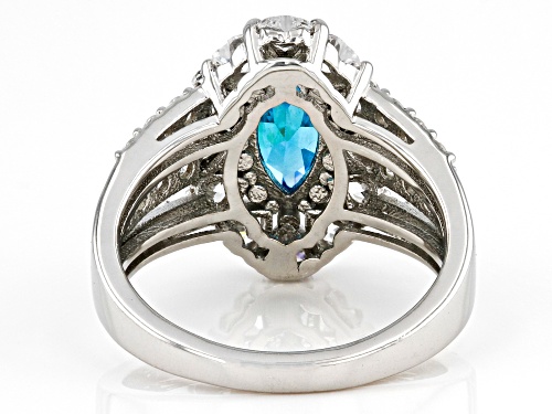 Bella Luce® Esotica™ 4.35ctw Neon Apatite And White Diamond Simulants Rhodium Over Silver Ring - Size 5