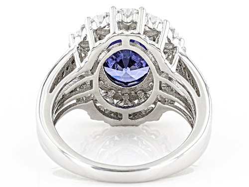 Bella Luce® Esotica™ 7.10ctw Tanzanite And White Diamond Simulants Rhodium Over Sterling Silver Ring - Size 7