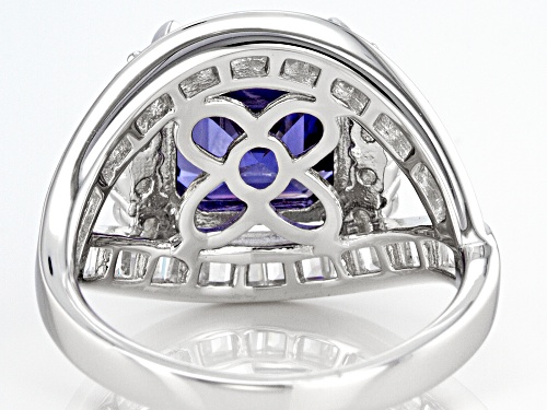 Bella Luce® Esotica™ 10.04ctw Tanzanite And White Diamond Simulants Rhodium Over Silver Ring - Size 7