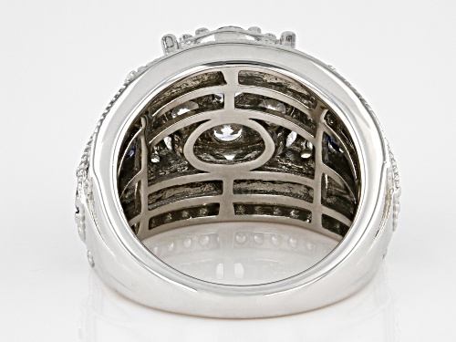 Bella Luce® Esotica™ 4.15ctw Tanzanite And White Diamond Simulants Platinum Over Silver Ring - Size 5