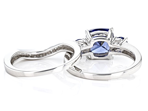 Bella Luce® Esotica™ 5.12ctw Tanzanite And White Diamond Simulants Platinum Over Silver 2 Ring Set - Size 7
