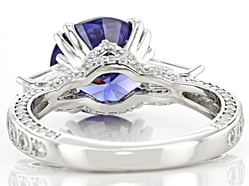 Bella Luce® Esotica™ 8.85ctw Tanzanite And White Diamond Simulants Platinum Over Silver Ring - Size 7
