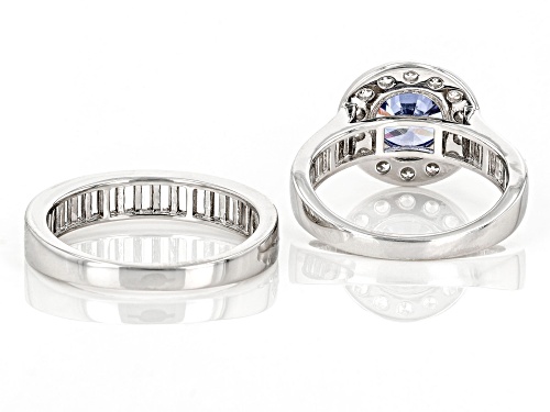 Bella Luce® Esotica™ 6.71ctw Tanzanite And White Dimond Simulants Rhodium Over Silver Ring Set - Size 8