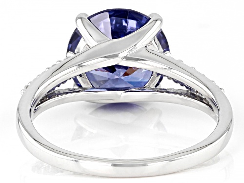 Bella Luce® Esotica™ 5.62ctw Tanzanite And White Diamond Simulants Rhodium Over Sterling Silver Ring - Size 10