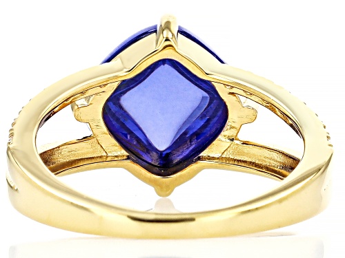 Bella Luce® Esotica™ 9.51ctw Tanzanite Cabochon And White Diamond Simulants Eterno™ Yellow Ring - Size 7