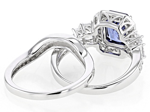Bella Luce® Esotica™ 4.99ctw Tanzanite And White Diamond Simulants Rhodium Over Silver Ring Set - Size 8