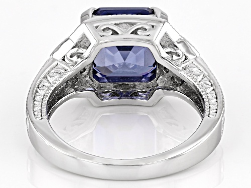 Bella Luce® Esotica™ 8.10ctw Tanzanite And Diamond Simulants Platinum Over Silver Asscher Cut Ring - Size 6