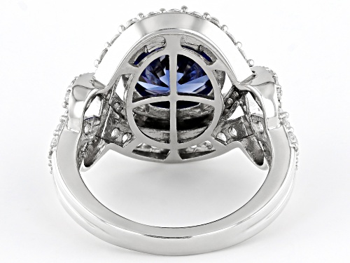 Bella Luce® Esotica™ 7.70ctw Tanzanite And White Diamond Simulants Rhodium Over Sterling Silver Ring - Size 8