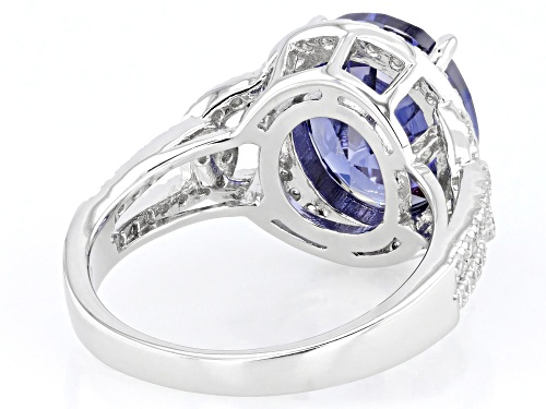 Bella Luce® Esotica™ 9.45ctw Tanzanite And White Diamond Simulants Rhodium Over Sterling Silver Ring - Size 8