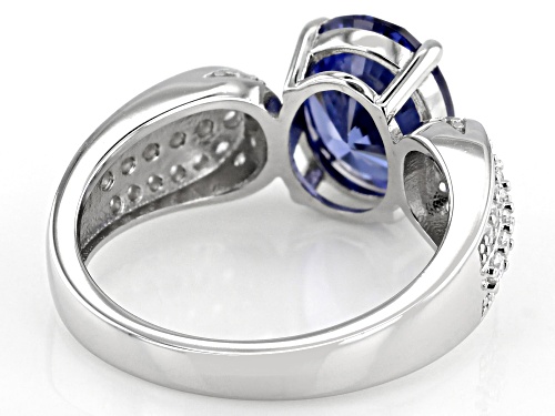 Bella Luce® Esotica™ 5.45ctw Tanzanite And White Diamond Simulants Rhodium Over Sterling Silver Ring - Size 9